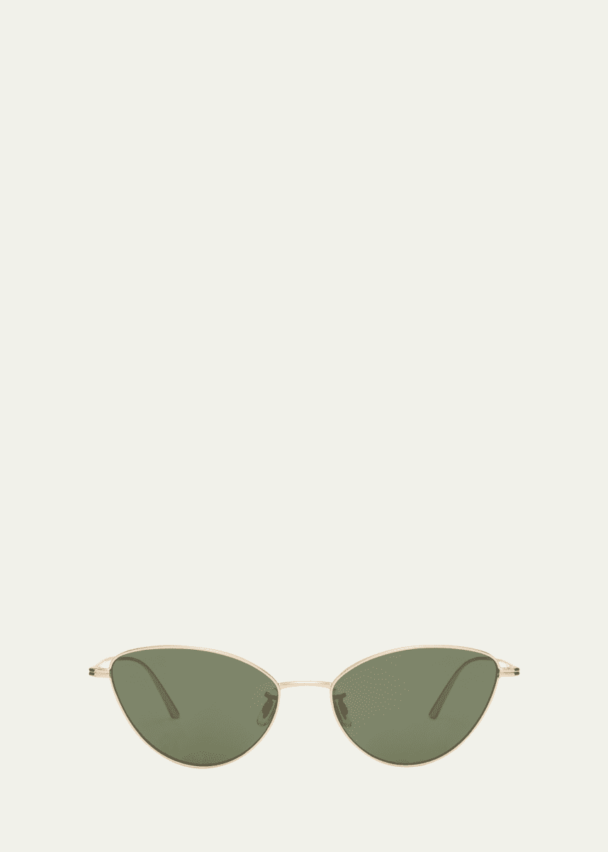 KHAITE x Oliver Peoples Sleek Black Steel Butterfly Sunglasses
