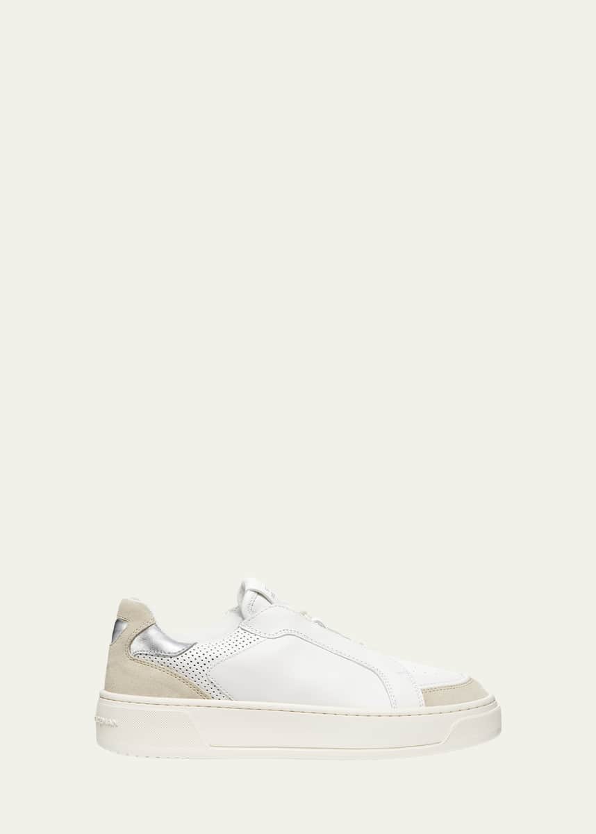 Stuart Weitzman Courtside Mixed Leather Retro Low-Top Sneakers