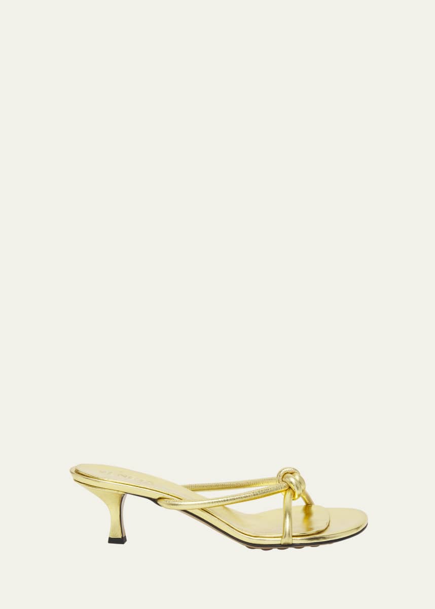 Bottega Veneta Blink Metallic Knot Slide Sandals