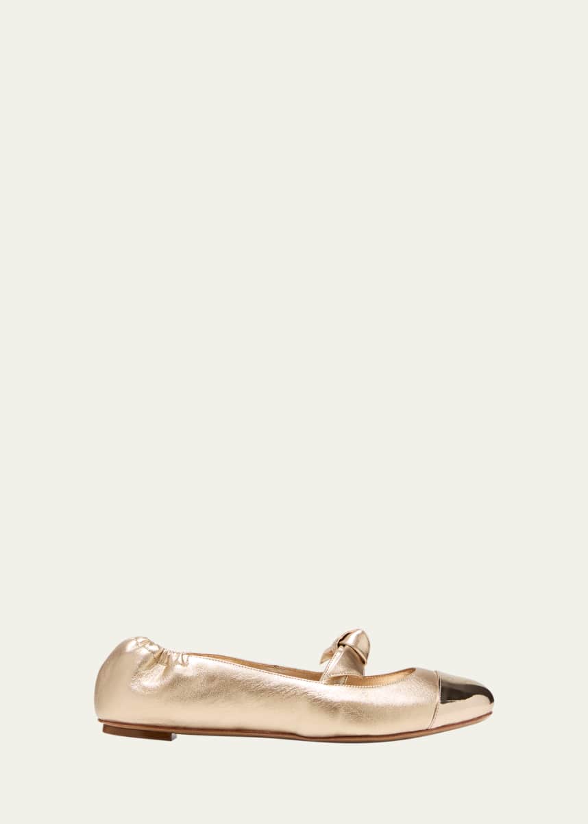 Alexandre Birman Clarita Metallic Bow Ballerina Flats
