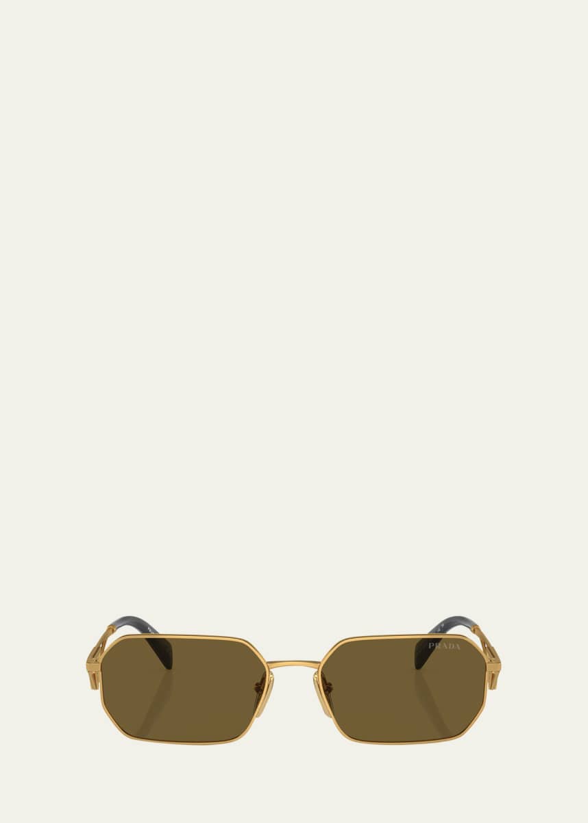 Prada Geometric Steel & Plastic Rectangle Sunglasses