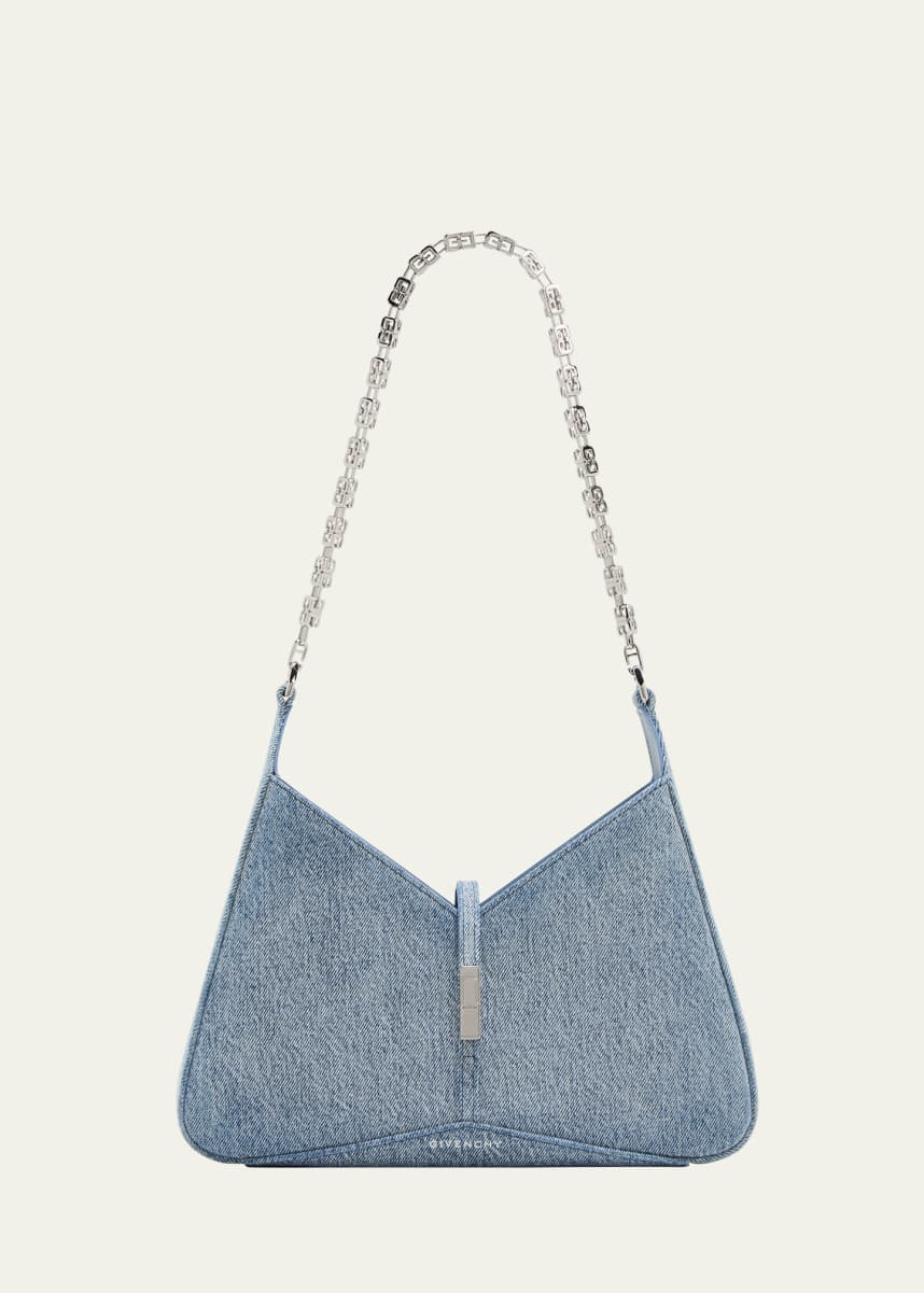 Givenchy Small Cutout Shoulder Bag in Denim with Chain