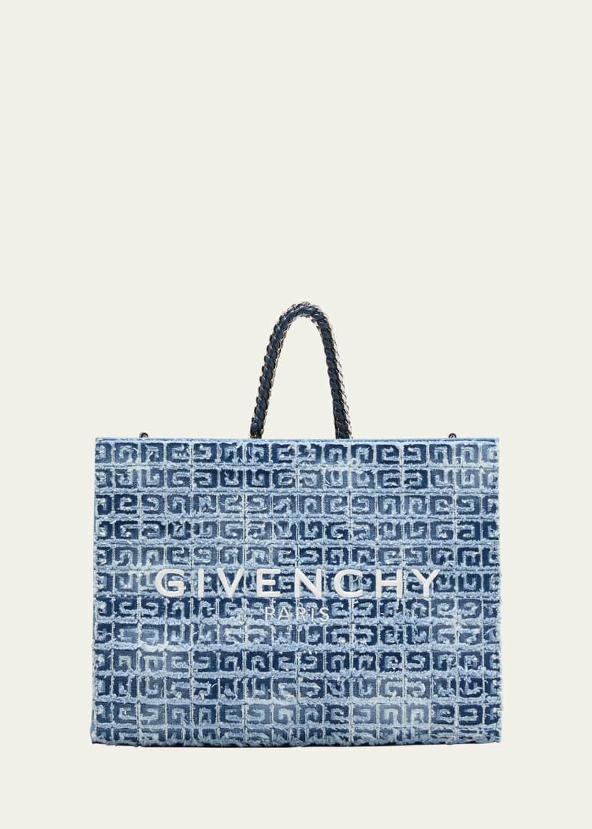 Givenchy G-Tote Medium Shopping Bag in 4G Logo Denim Cotton