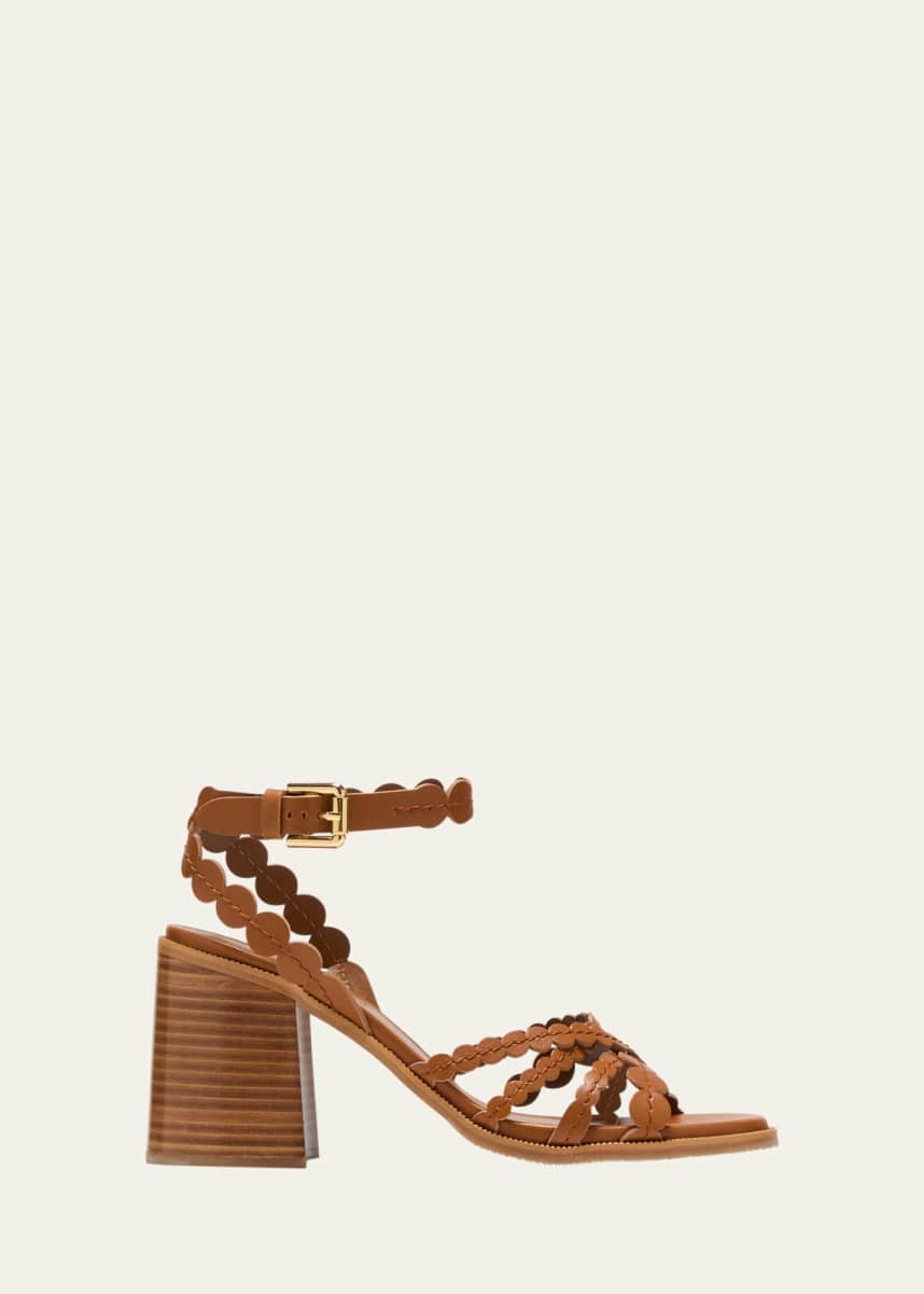 See by Chloe Kaddy Scallop Leather Ankle-Strap Sandals