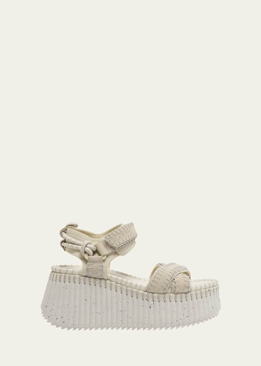 Chloe Nama Stitch Ankle-Strap Flatform Sandals