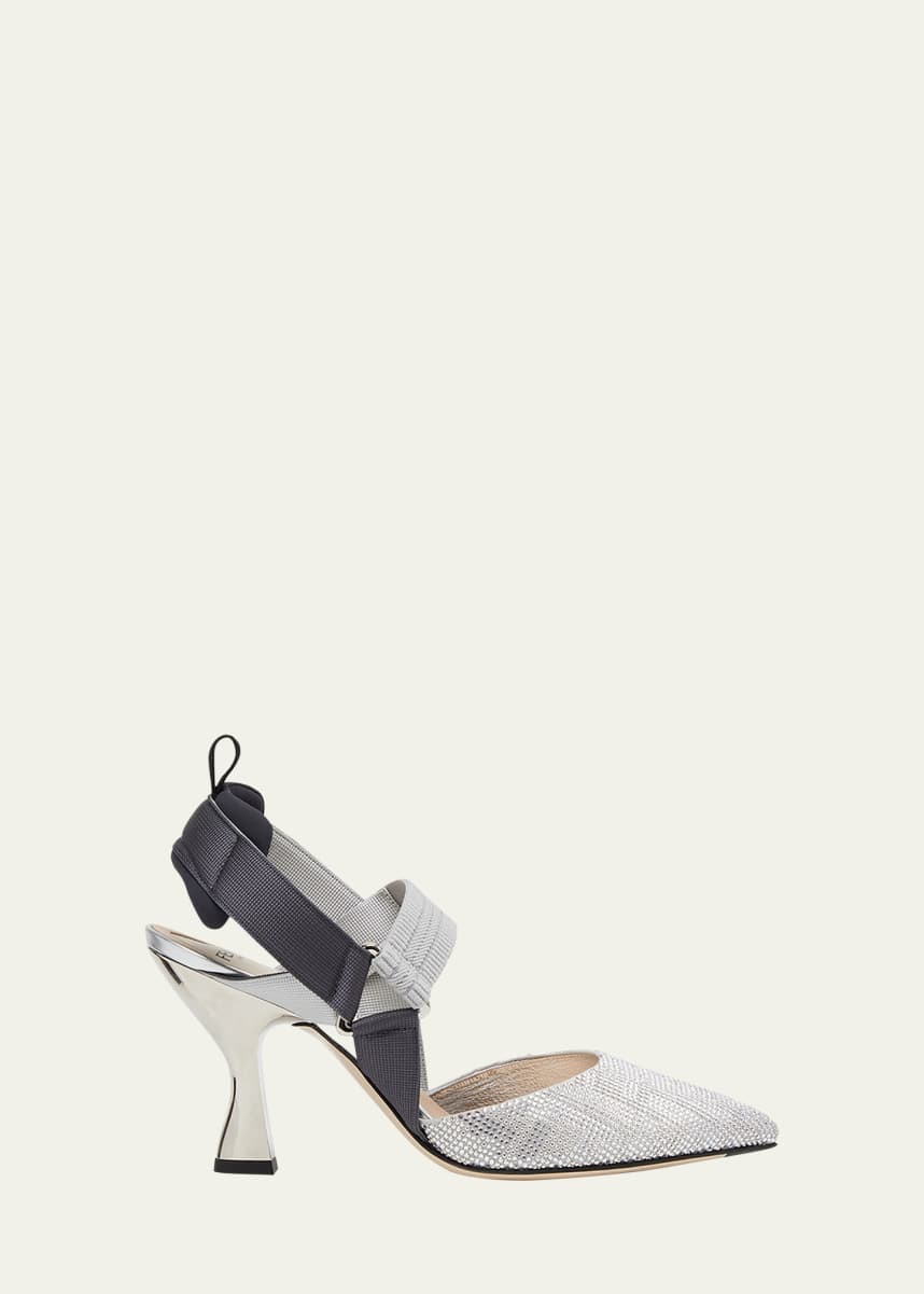 Fendi Colibri Crystal FF Sporty Slingback Pumps