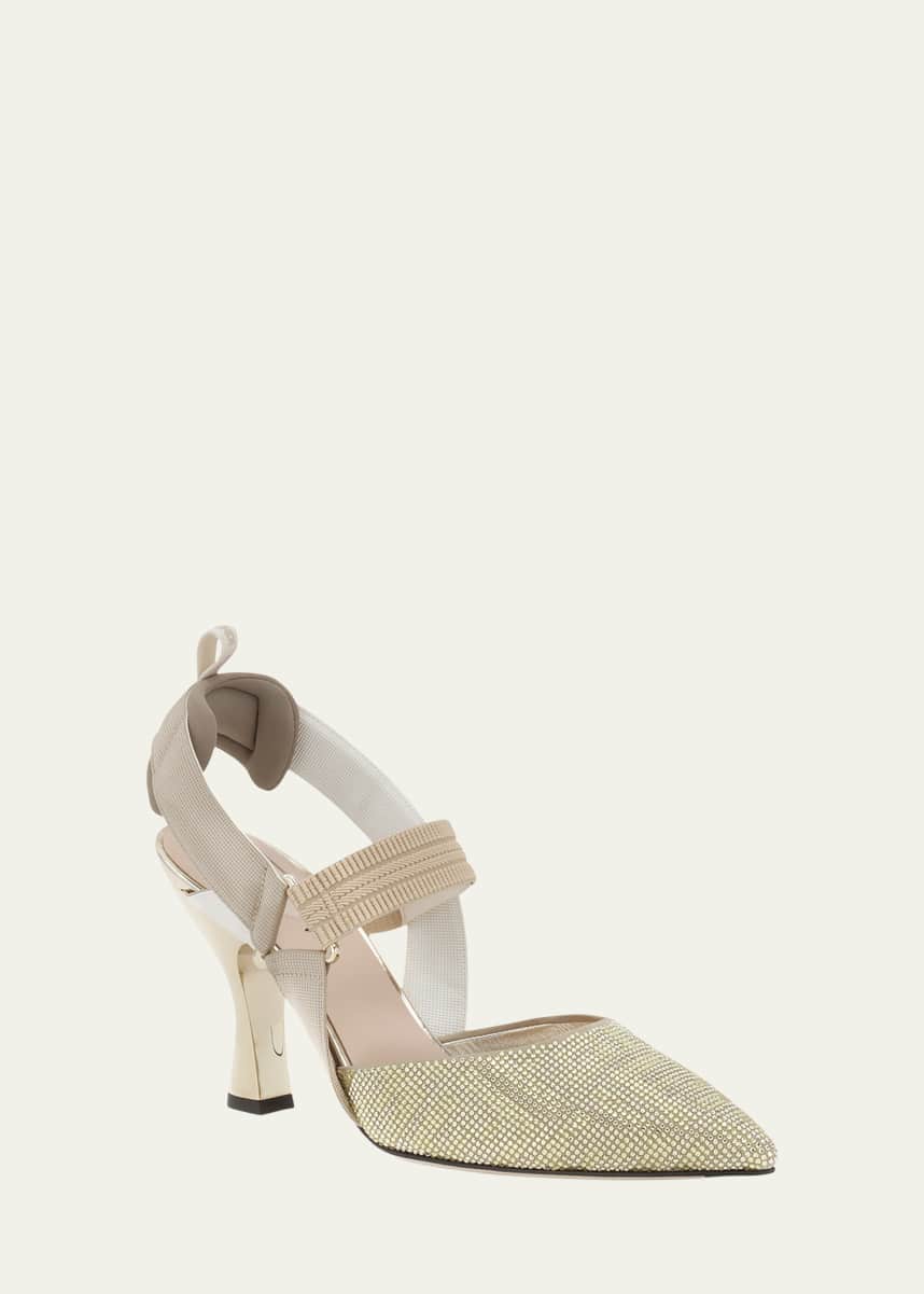 Fendi Colibri Crystal FF Sporty Slingback Pumps