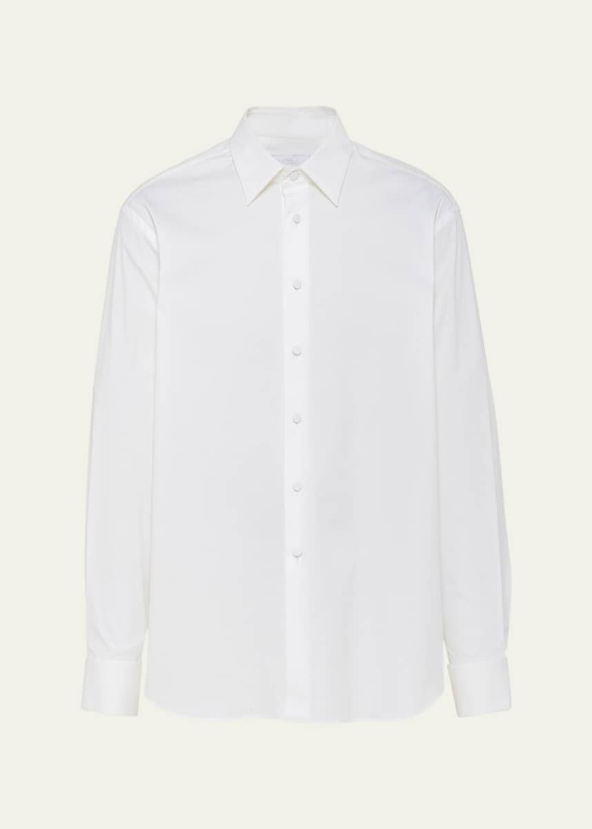 Prada Men's Poplin Stretch Smoking Shirt