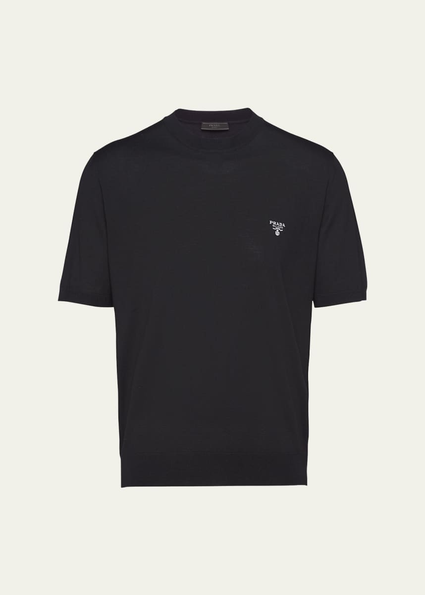 Prada Men’s Navy Blue Designer T-Shirt – Premium Style with Iconic Logo Detail