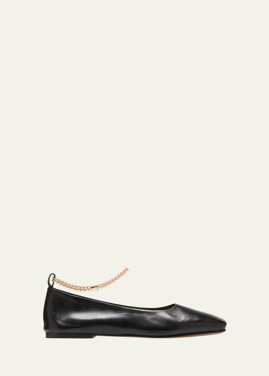 Maria Luca Augusta Ankle-Chain Leather Ballerina Flats