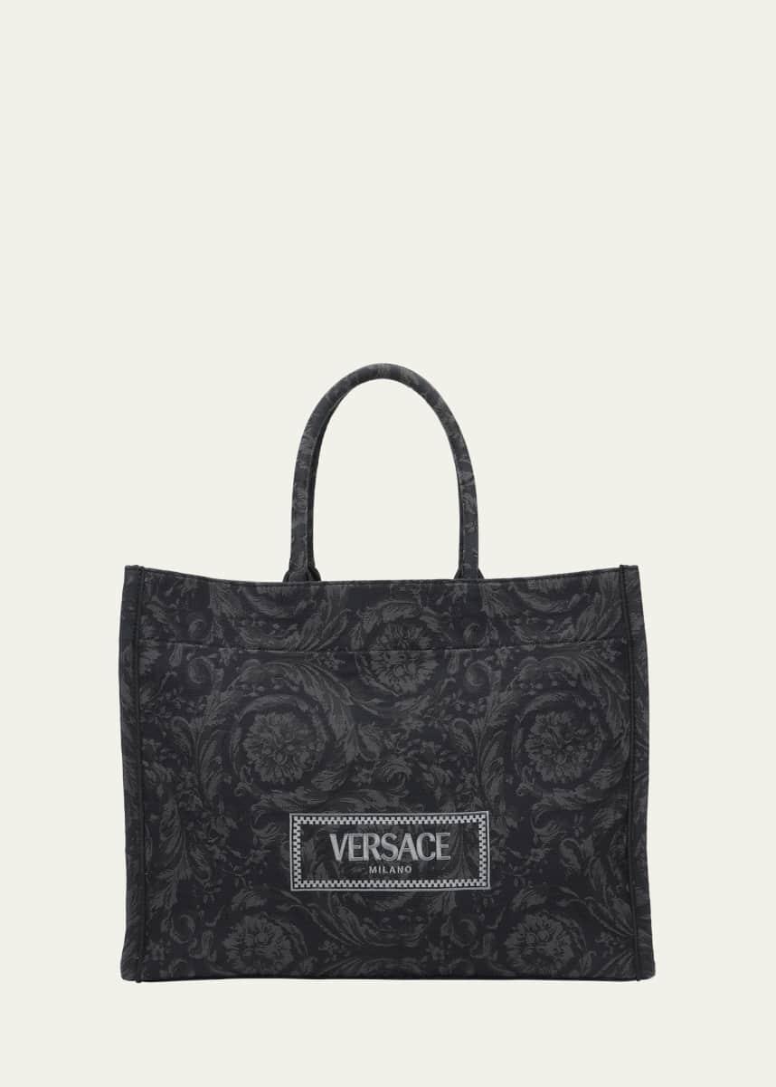 Versace XL Jacquard Embroidered Canvas Tote Bag