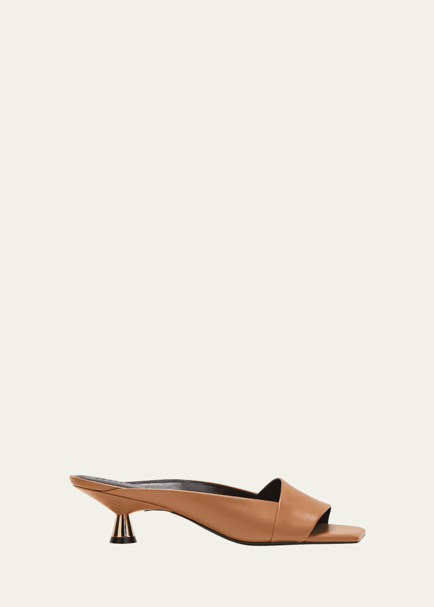 Mercedes Castillo Phoebe Leather Kitten-Heel Slide Sandals