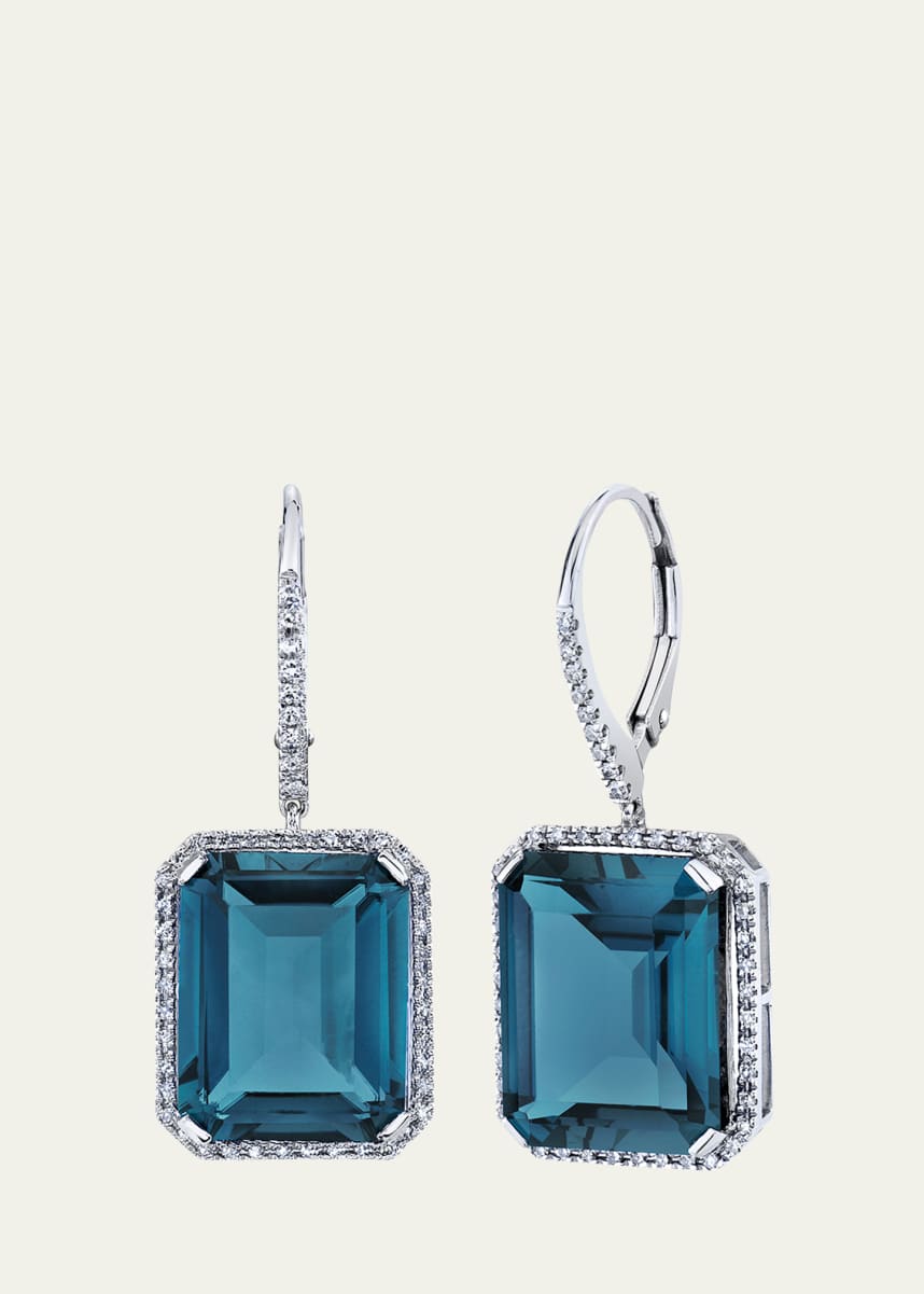 SHAY London Blue Topaz and Diamond Portrait Earrings