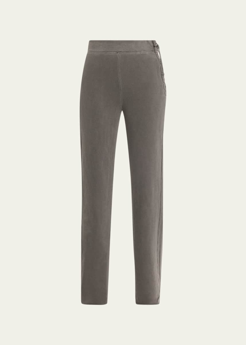 Wool Stretch Crêpe Straight Leg Pants with Side Seam Fringes