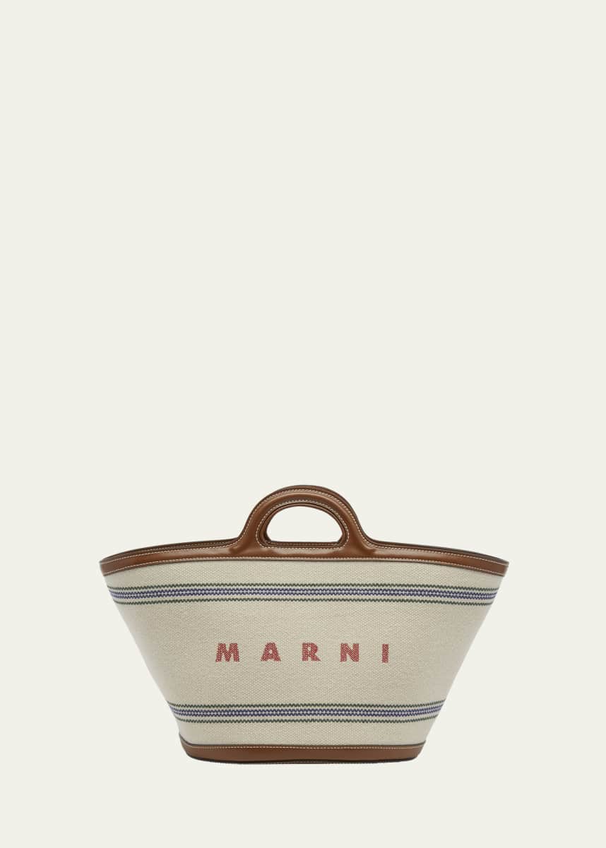 Marni Tropicalia Small Striped Canvas Top-Handle Bag