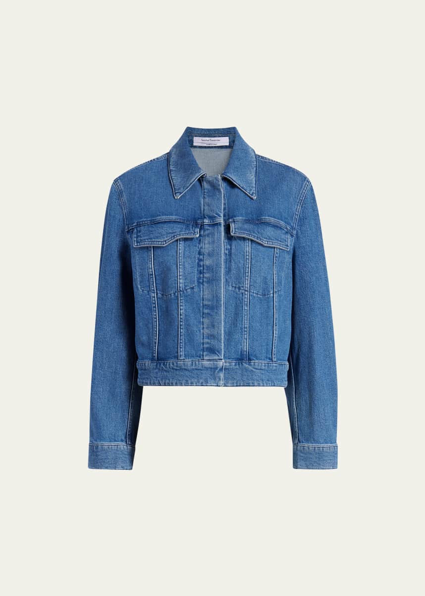 Another Tomorrow Cropped Denim Jacket