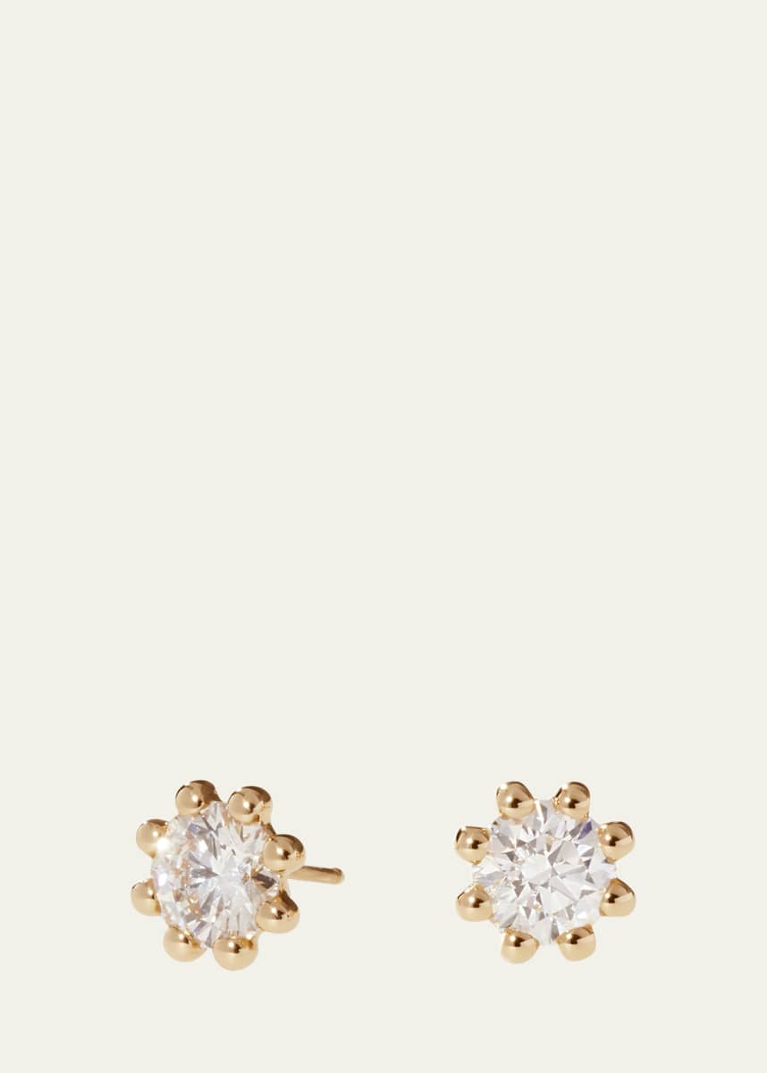 Oscar Massin Beaded 18K Recycled Gold and Lab Grown Diamond Medium Stud Earrings