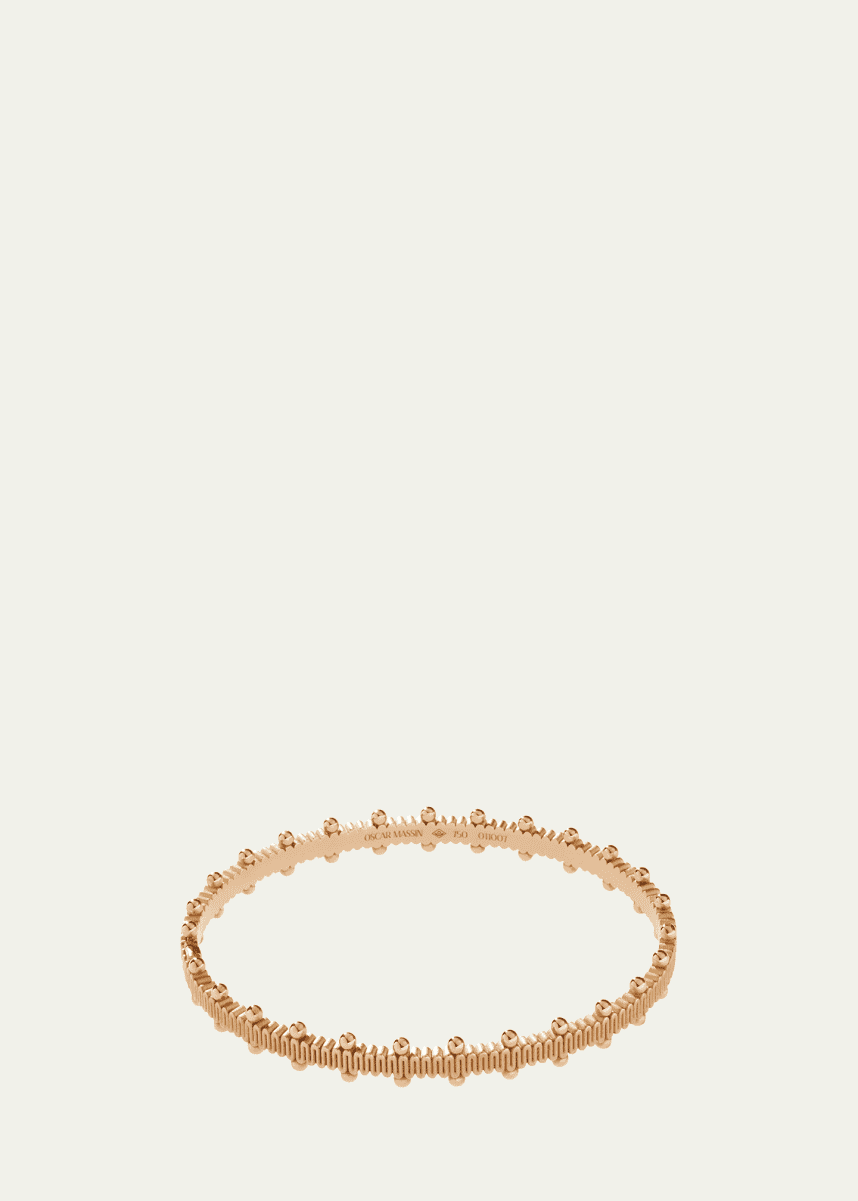 Oscar Massin Beaded 18K Recycled Yellow Gold Bangle with Lab-Grown Diamonds
