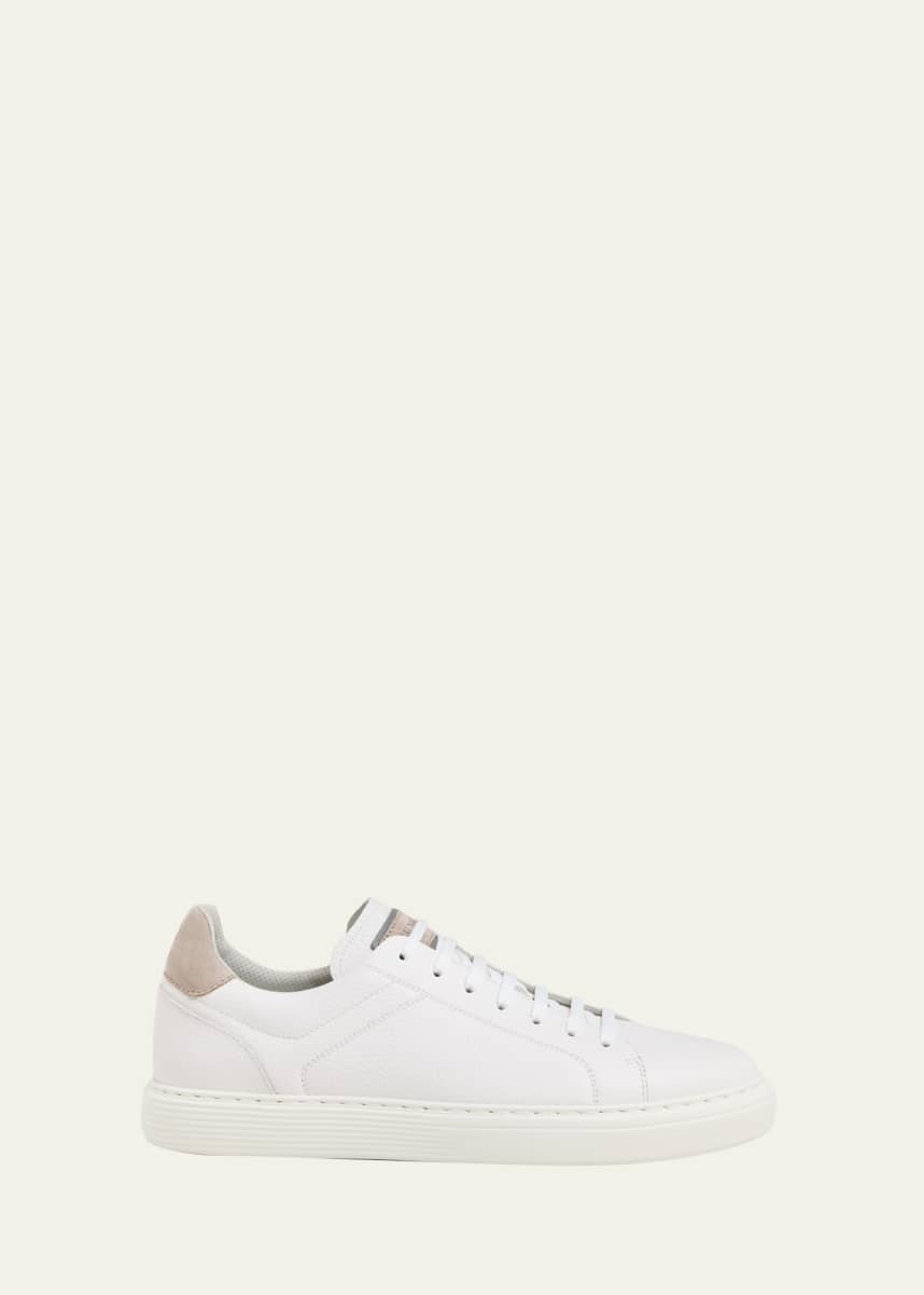 Brunello Cucinelli Men's Grained Calfskin Low-Top Sneakers