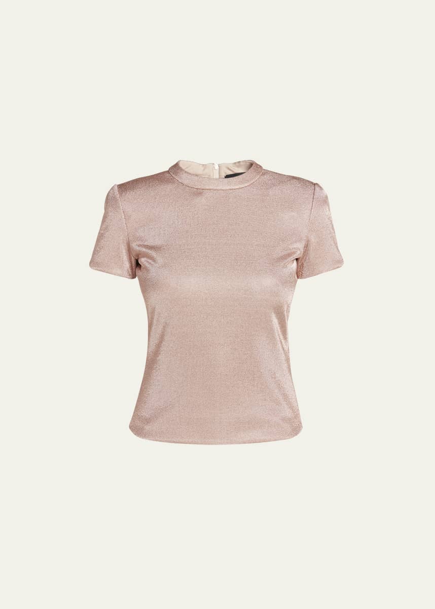 Giorgio Armani Metallic Short-Sleeve Bonded Jersey Tee