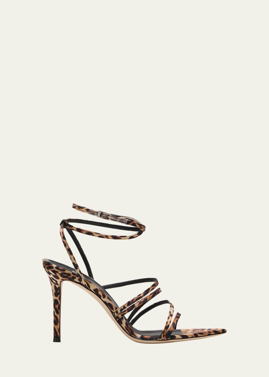 Giuseppe Zanotti Silk Leopard Ankle-Strap Sandals