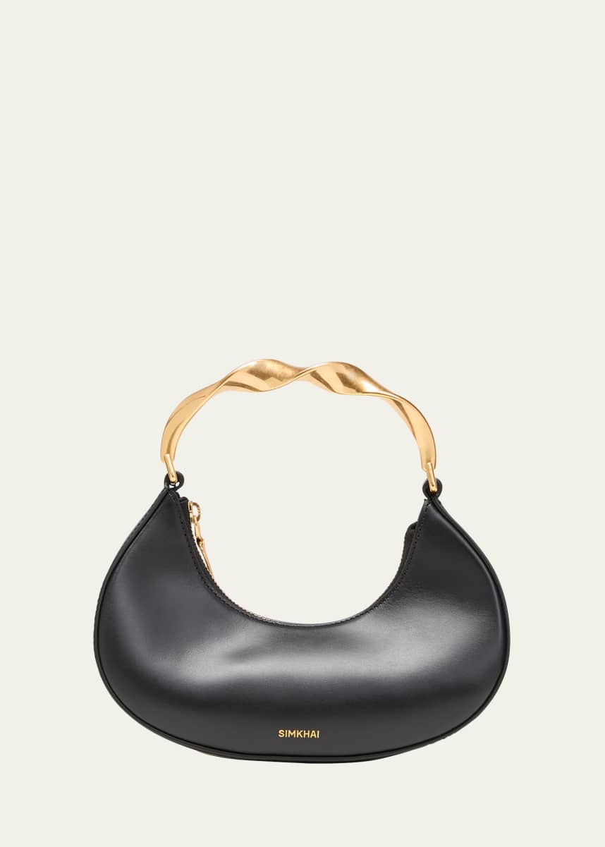 SIMKHAI Nixi Twist Leather Top-Handle Bag