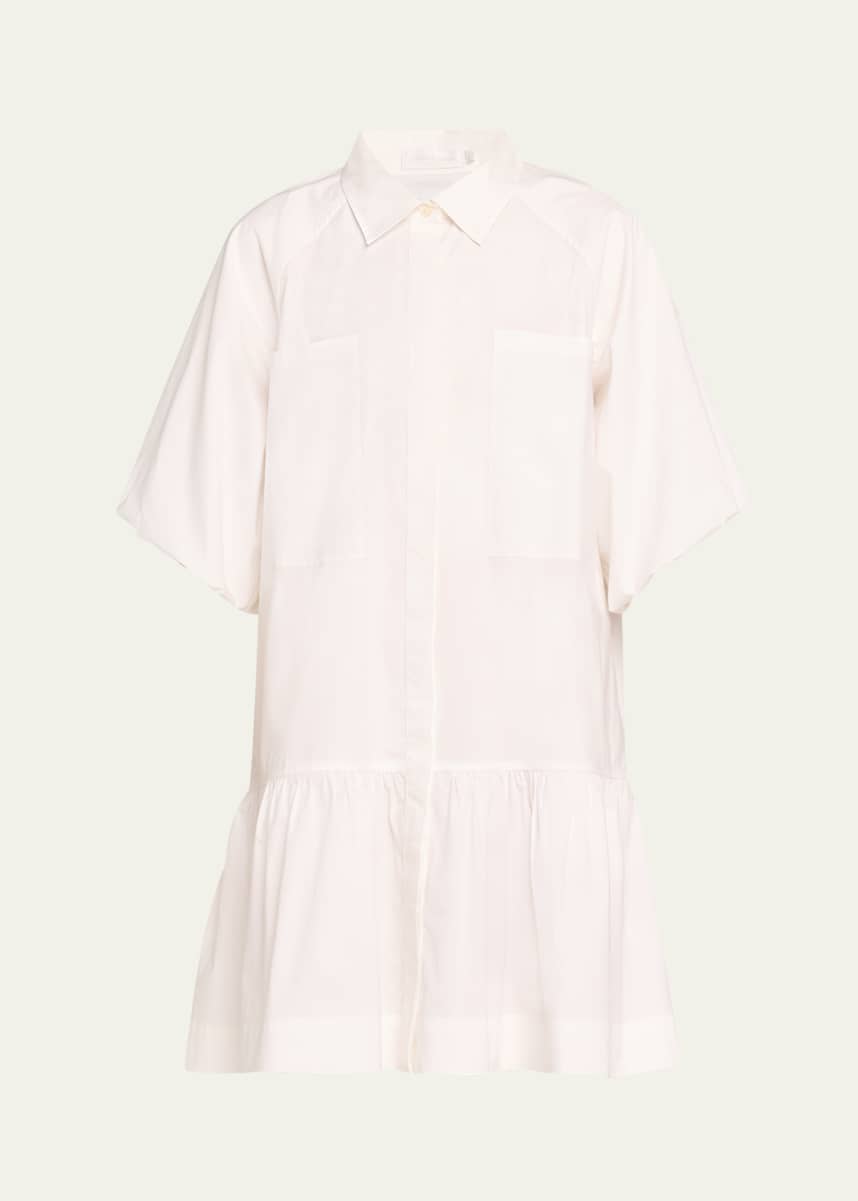 SIMKHAI Crissy Puff-Sleeve Cotton Poplin Mini Shirtdress