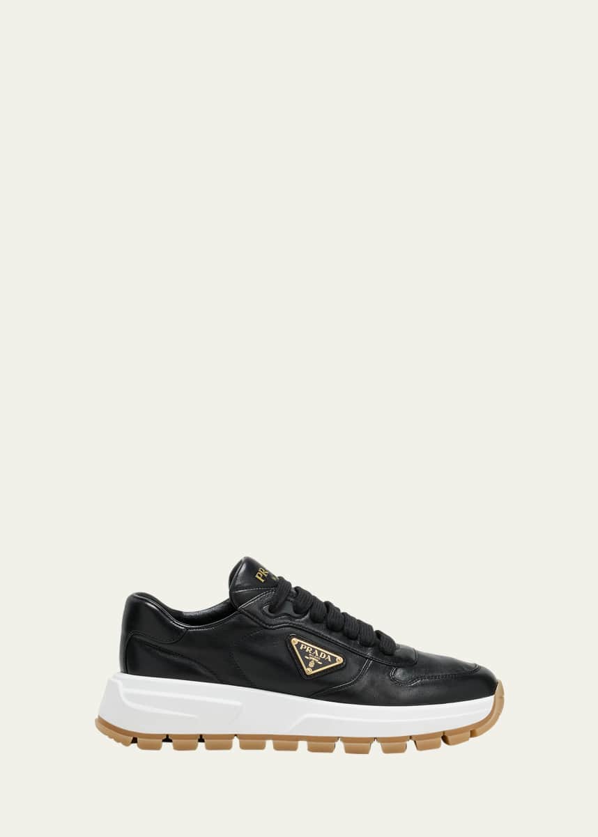 Prada Leather Logo Runner Sneakers