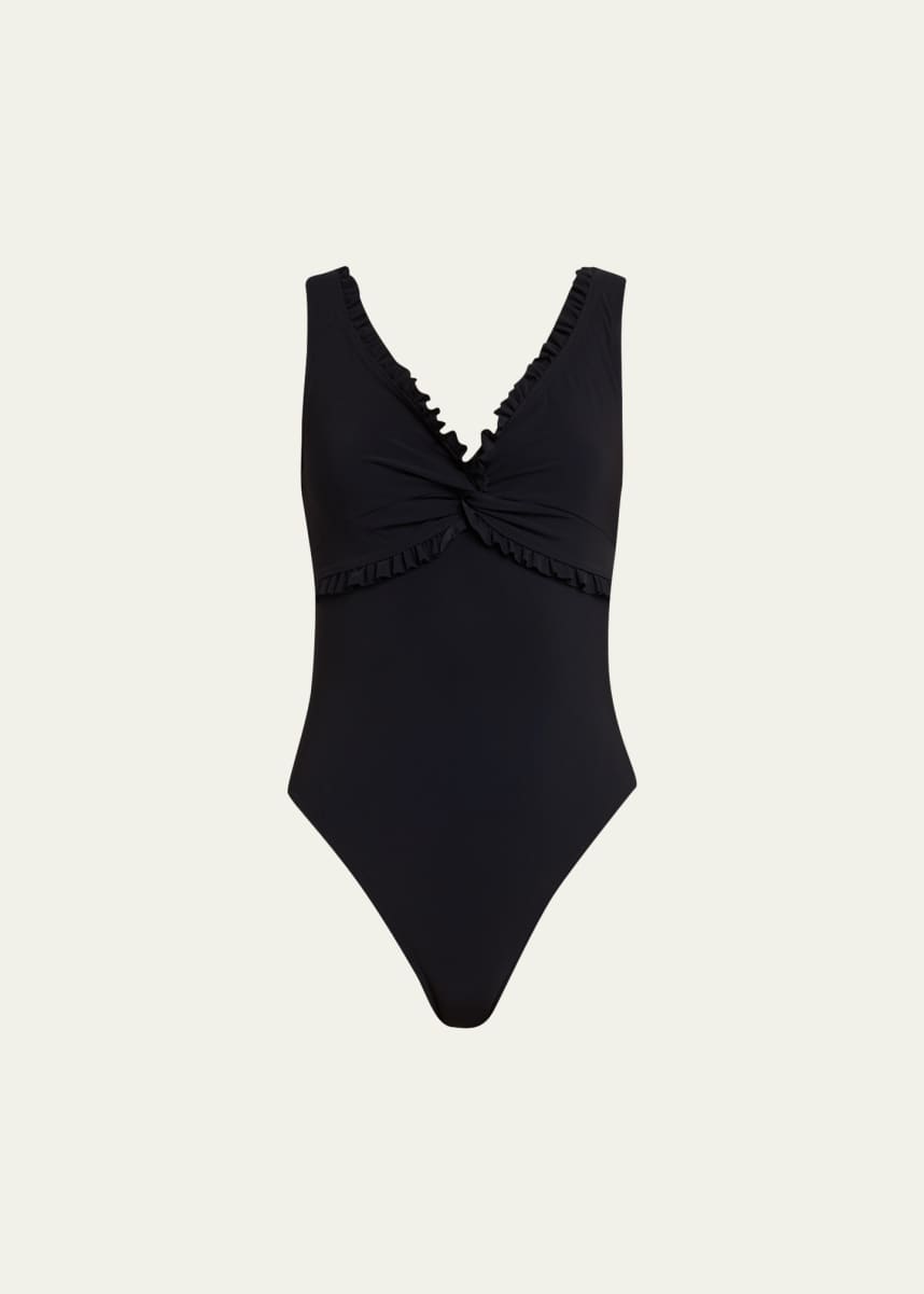 【Karla Colletto】 Ruffledバンドゥ水着 Karla Colletto Ruffle Twist V-Neck Silent Underwire One