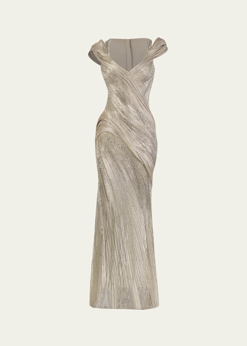 Gaurav Gupta Beaded Gown with Structured Draping