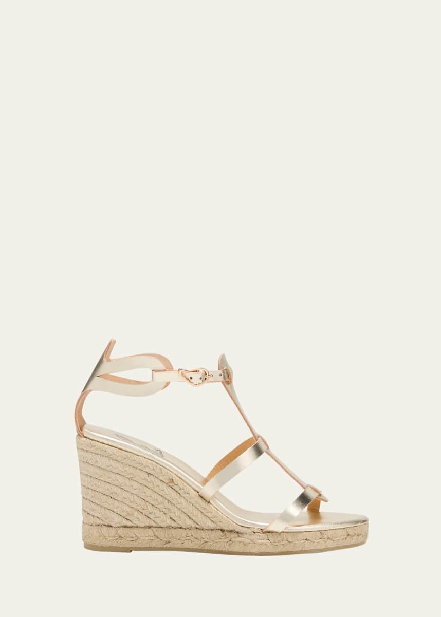 AGS X CASTANER Metallic T-Strap Espadrille Sandals