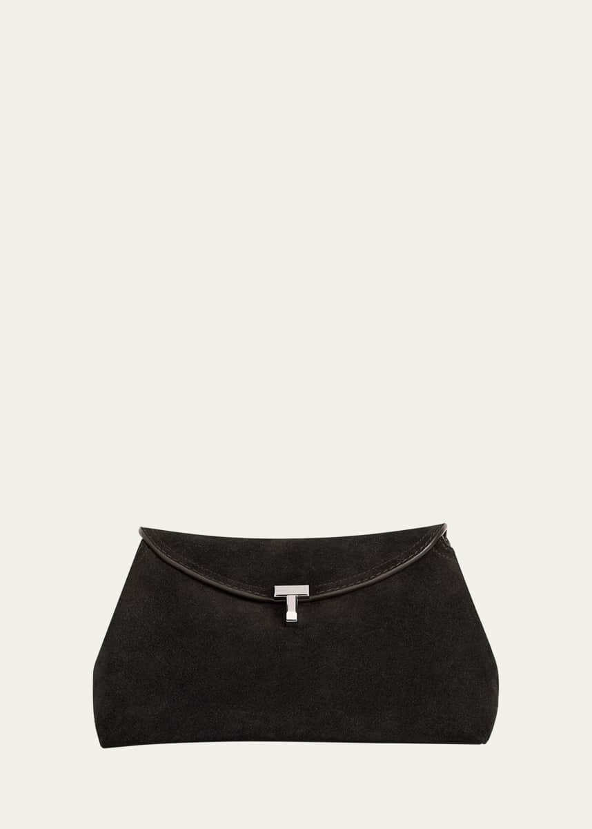 Toteme T-Lock Clutch Bag in Suede