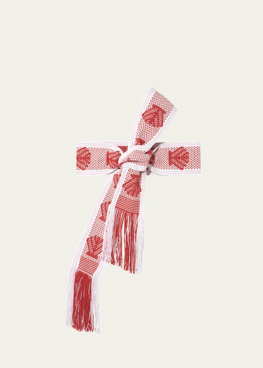 Pippa Holt Handwoven Wide Pink, White and Red Shells Belt