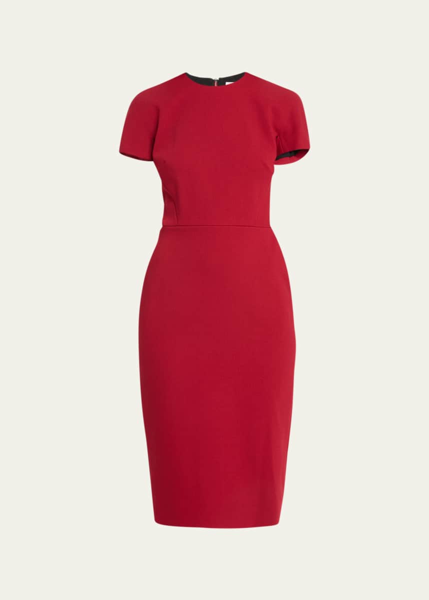 Victoria Beckham T-Shirt Fitted Midi Dress with Back Zipper
