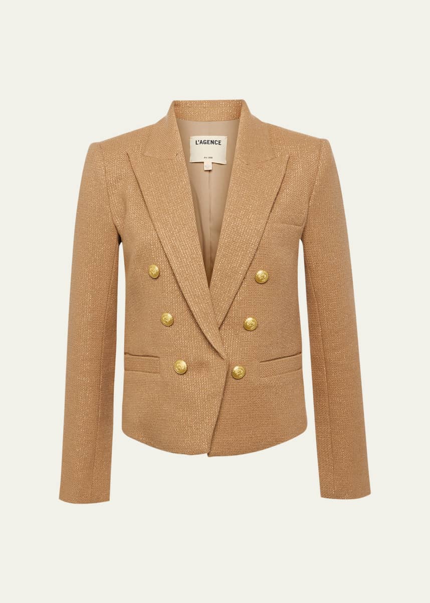 L'Agence Brooke Double-Breasted Cropped Blazer
