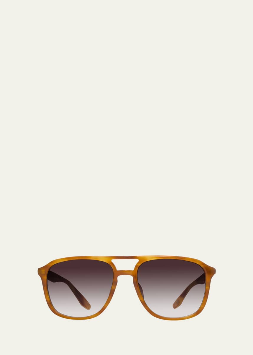 Barton Perreira Gyalis Havana Plastic Aviator Sunglasses
