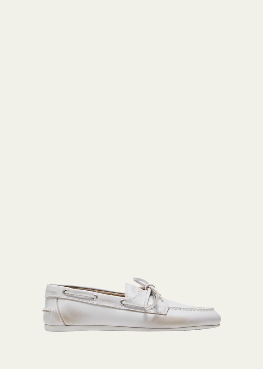 Miu Miu Leather Lace-Up Moccasins
