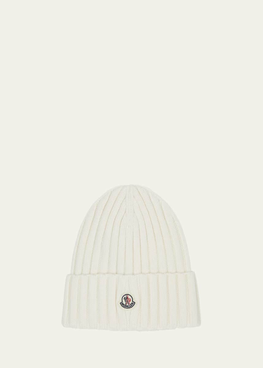 Moncler Ribbed Wool Beanie w/ Logo