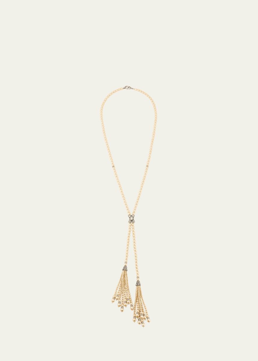 Ben-Amun Pearly Lariat with Two Tassels