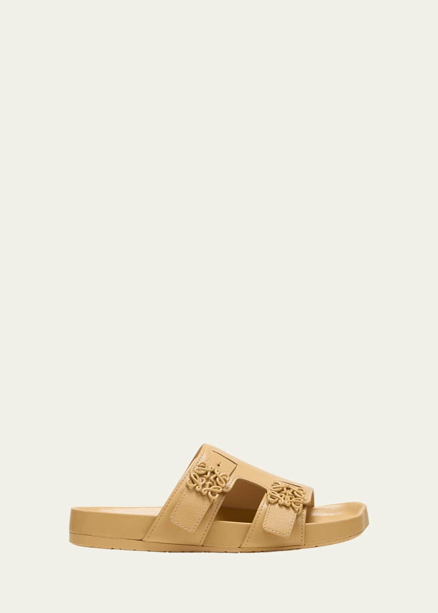 Loewe Ease Leather Dual-Buckle Slide Sandals