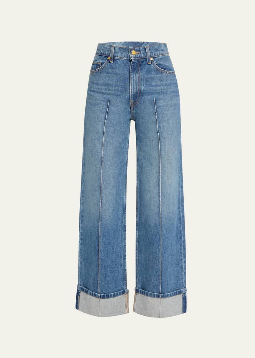 Ulla Johnson The Genevieve Pintuck Wide-Leg Denim Jeans