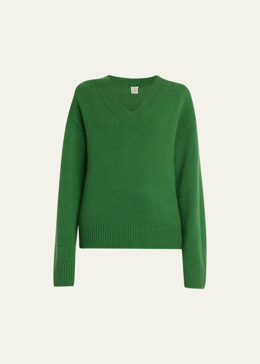 $295 Veronica Beard Women's Green Striped V-Neck Merino Wool Sweater Size  XL