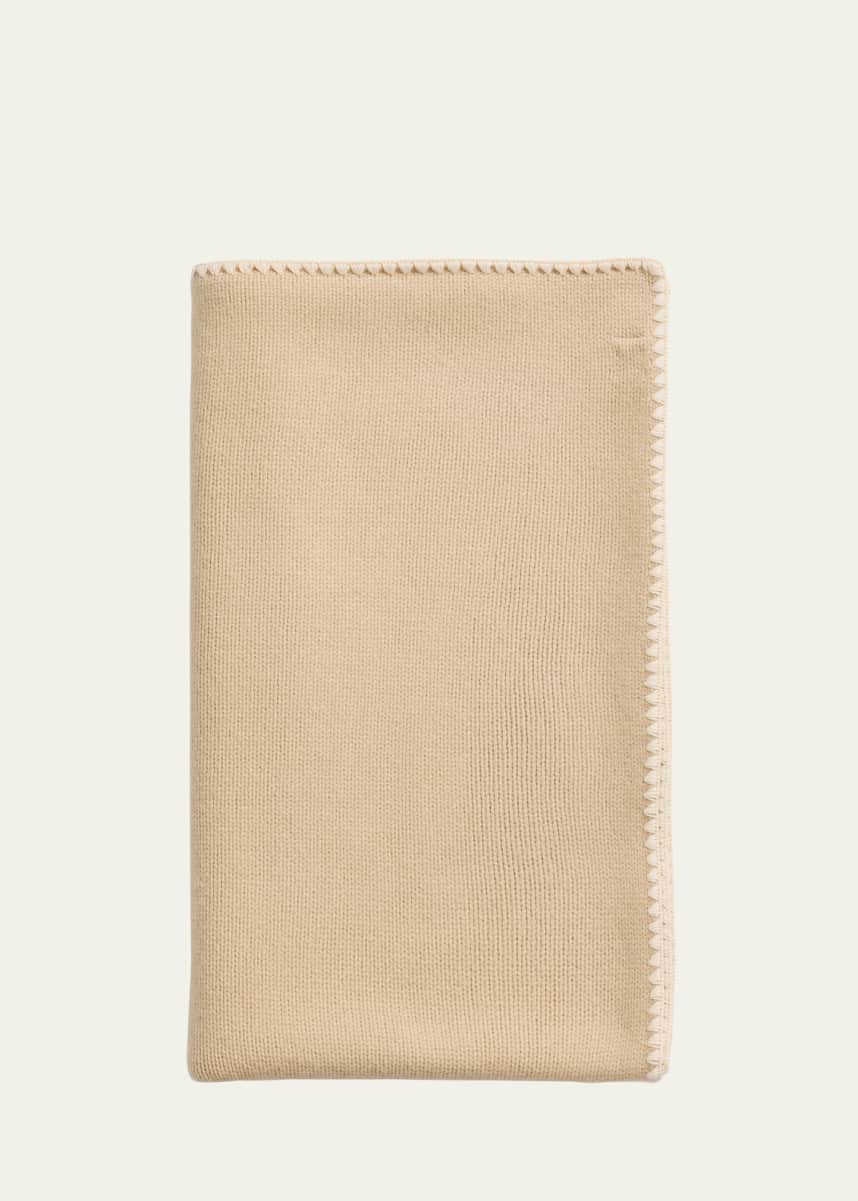 Toteme Oversized Contrast-Trim Embroidered Wool Cashmere Scarf