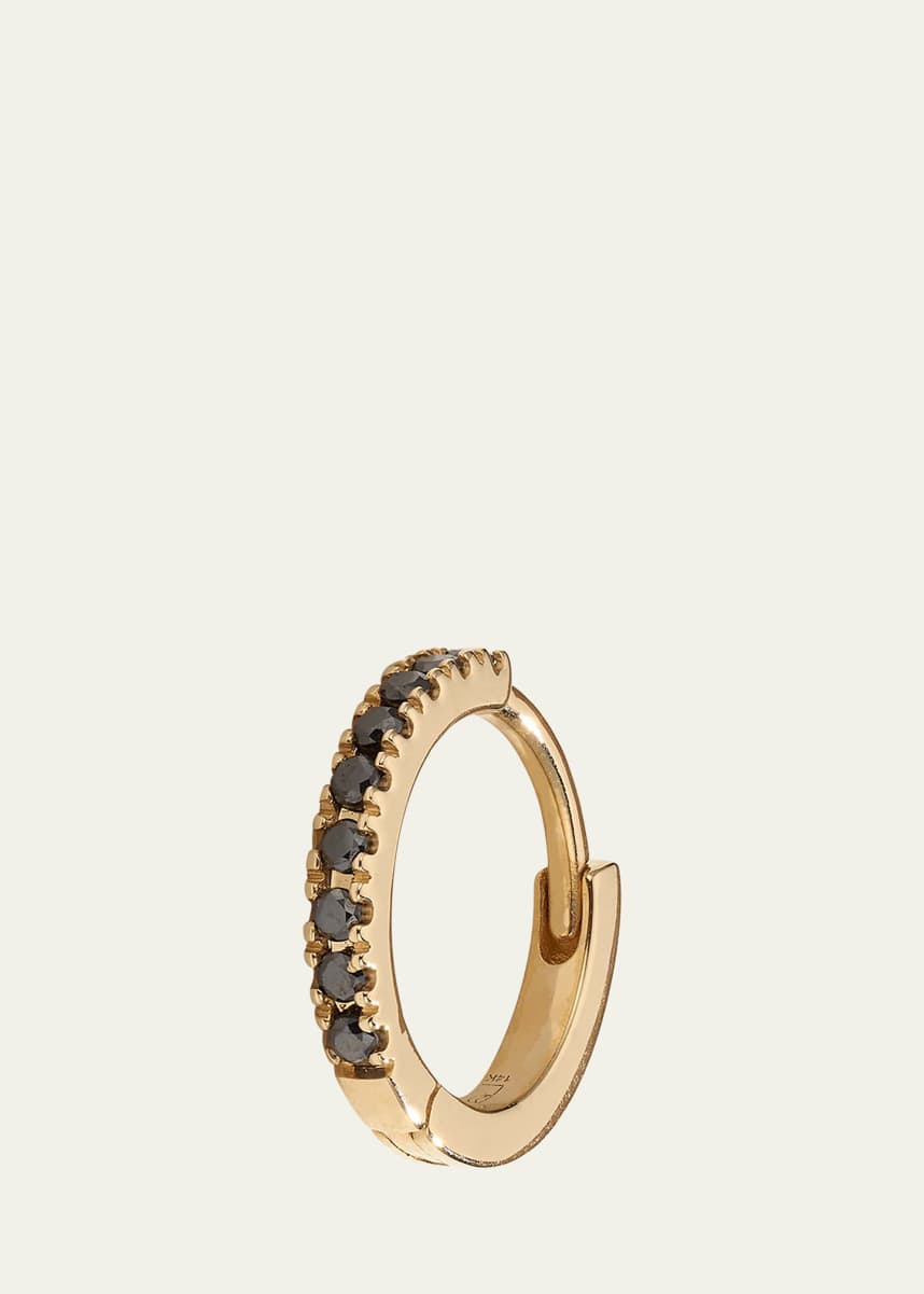 Pamela Love 14K Yellow Gold 8mm Pave Black Diamond Huggie Earring, Single
