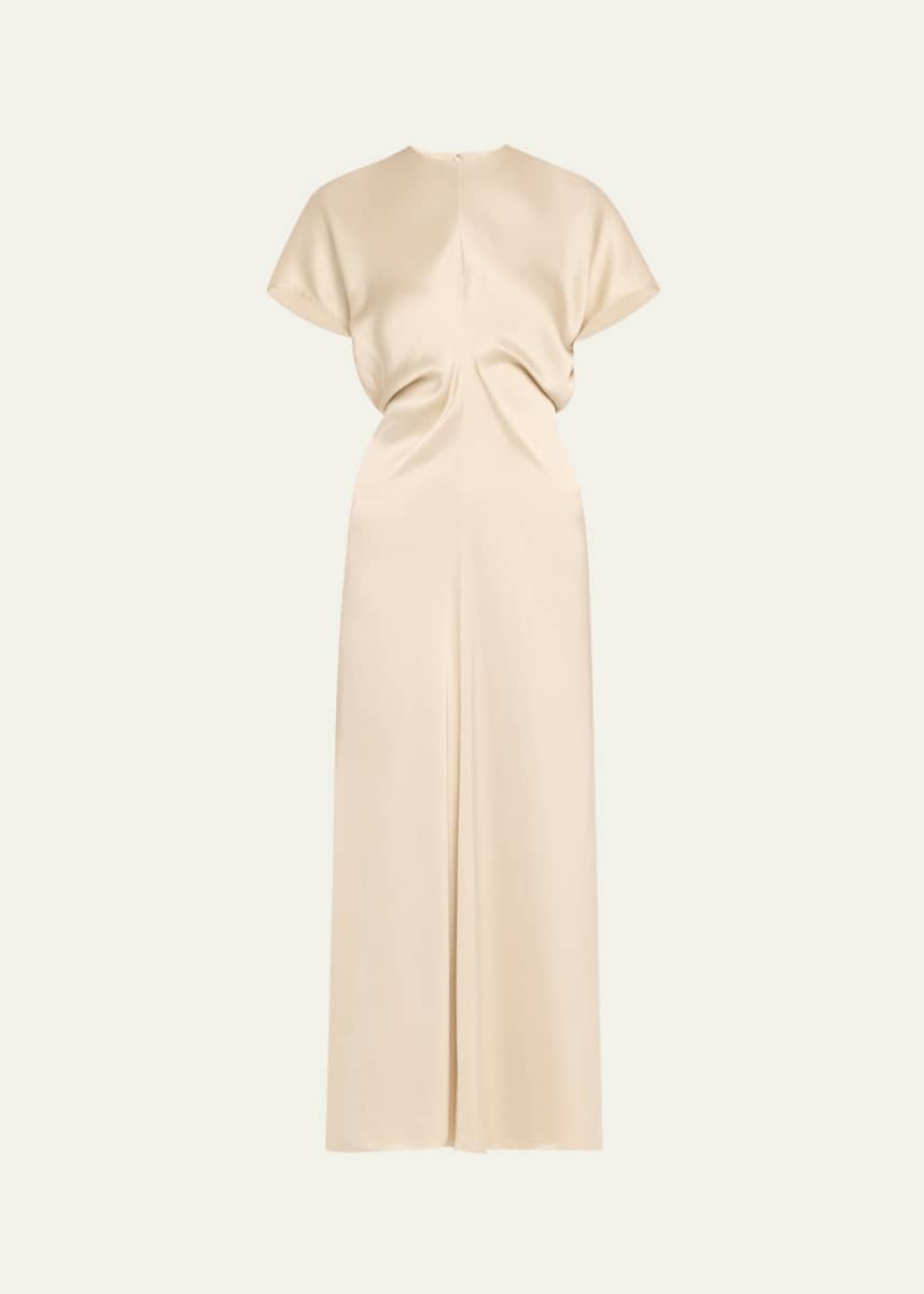 Toteme Satin Maxi Dress with Slouch Waist Detail