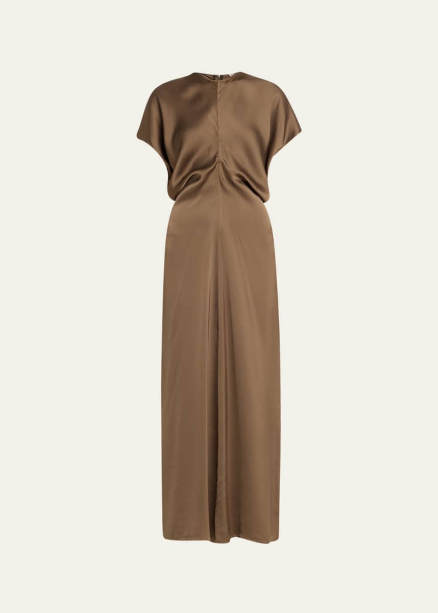 Toteme Satin Maxi Dress with Slouch Waist Detail