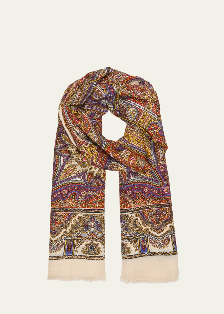 Saint Laurent Vintage Paisley Cashmere-Blend Scarf