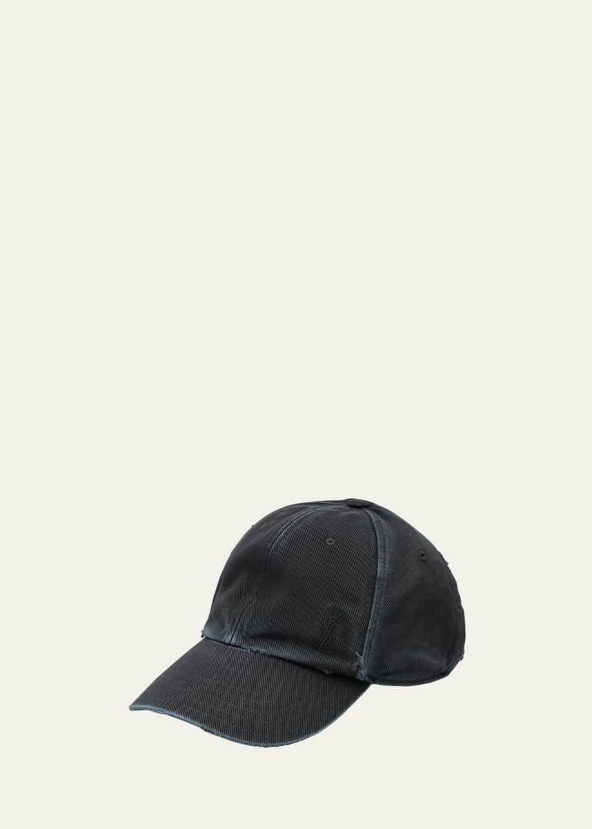 Saint Laurent YSL Washed Denim Baseball Hat