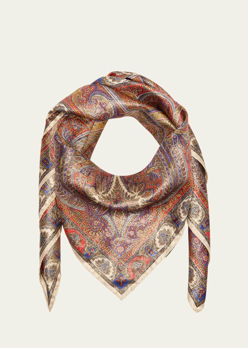 Saint Laurent Vintage Paisley Silk-Blend Square Scarf