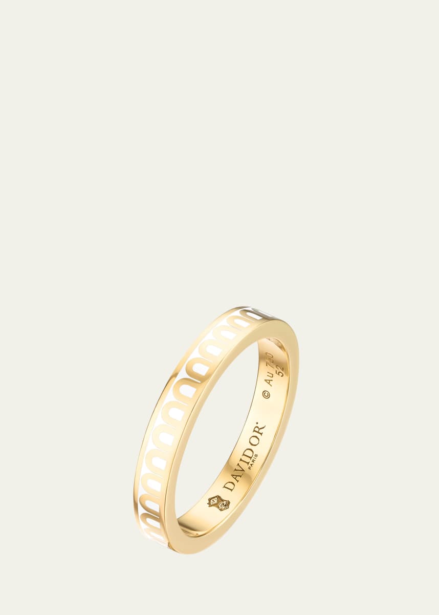 DAVIDOR L'Arc de DAVIDOR Ring PM in 18K Yellow Gold with Neige Lacquered Ceramic